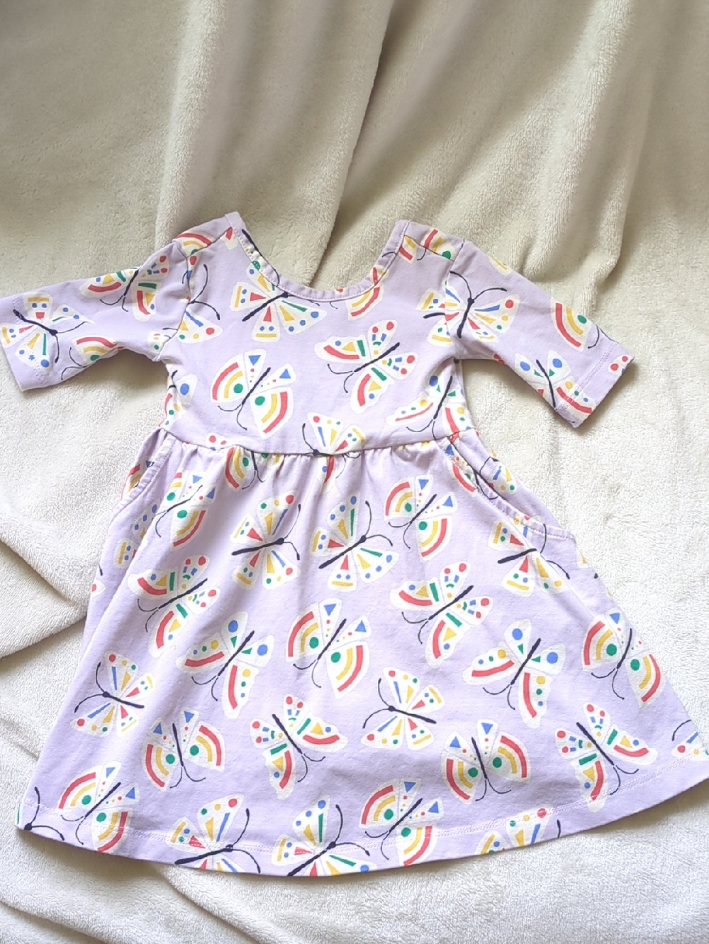 Hanna Andersson Lavender Dress with Rainbow & Butterfly Print